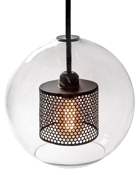 Toolight - Sklenená závesná lampa 30cm 1xE27 60W APP559-1CP, čierna, OSW-09669