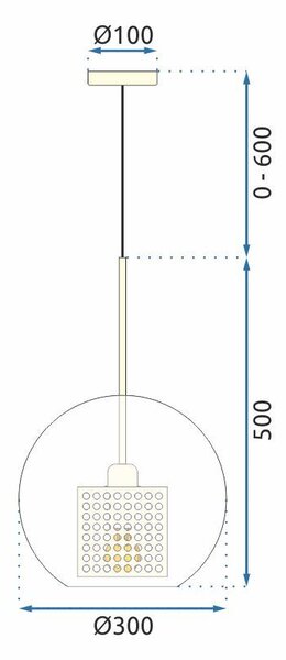 Toolight - Sklenená závesná lampa 30cm 1xE27 60W APP559-1CP, čierna, OSW-09669