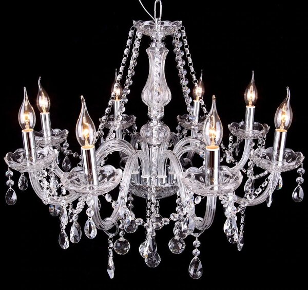 Toolight - Krištáľový závesný luster 8xE14 60W, strieborná, OSW-04600