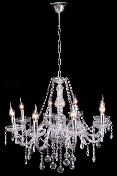Toolight - Krištáľový závesný luster 8xE14 60W, strieborná, OSW-04600