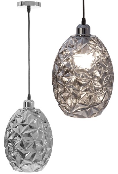 Toolight - Chrómovaná sklenená závesná lampa 1xE27 60W APP564-1CP, chrómová, OSW-09670
