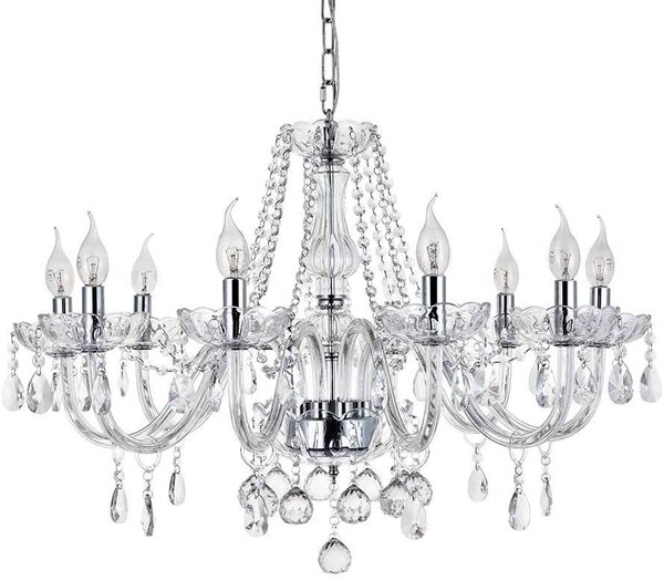 Toolight - Krištáľový závesný luster 8xE14 60W, strieborná, OSW-04600