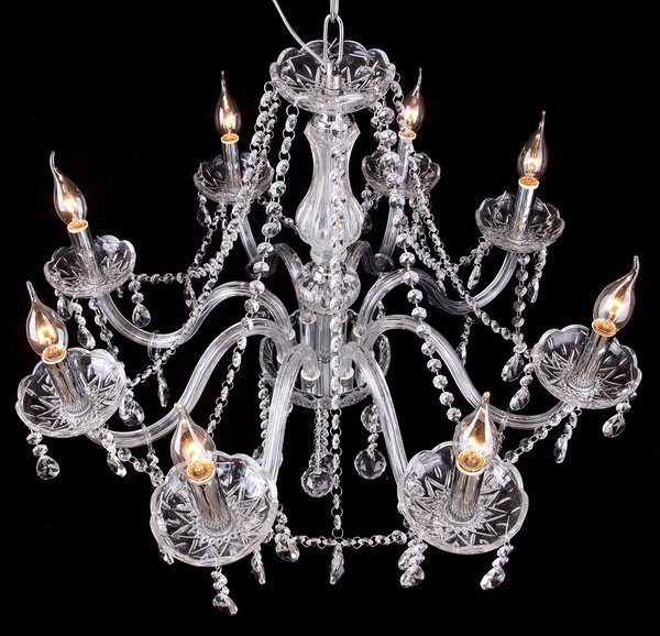 Toolight - Krištáľový závesný luster 8xE14 60W, strieborná, OSW-04600