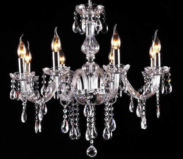 Toolight - Krištáľový závesný luster 8xE14 60W, strieborná, OSW-04600