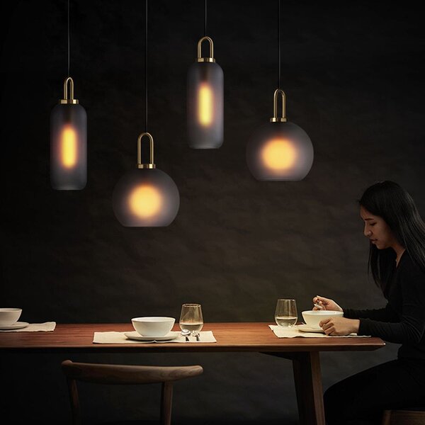 Toolight - Sklenené závesné svietidlo 1xE27 60W APP442-CP, zlatá, OSW-05934