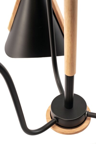 Toolight - Škandidávska závesná lampa 3-ramenná 3xE27 60W APP442-CP, čierna, OSW-08980
