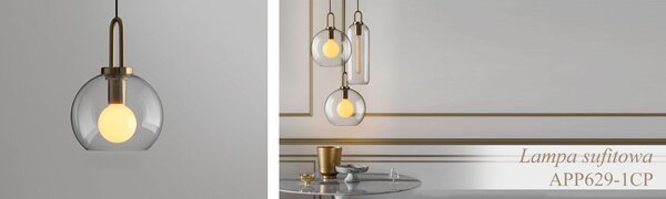 Toolight - Závesné svietidlo zo skla 1xE27 60W APP442-CP, zlatá, OSW-05633