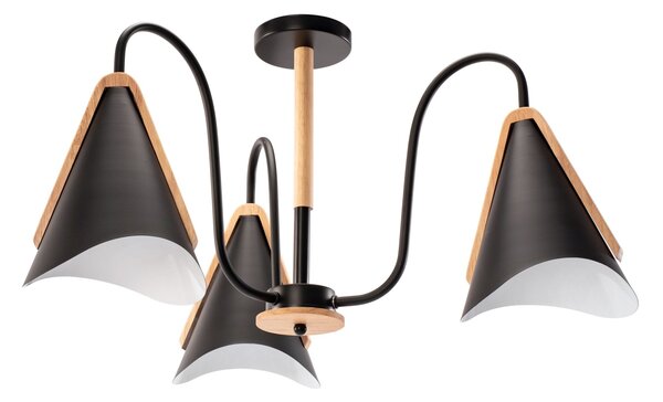 Toolight - Škandidávska závesná lampa 3-ramenná 3xE27 60W APP442-CP, čierna, OSW-08980
