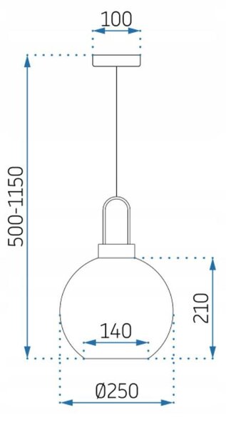 Toolight Toolight, sklenené guľové závesné stropné svietidlo 25 cm APP630-1CP, zlatá, OSW-05635