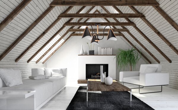 Toolight - Škandidávska závesná lampa 3-ramenná 3xE27 60W APP442-CP, čierna, OSW-08980