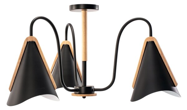 Toolight - Škandidávska závesná lampa 3-ramenná 3xE27 60W APP442-CP, čierna, OSW-08980