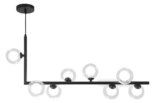 Toolight - Kovová industriálna sklenená stropná lampa APP754-8CP, čierna, OSW-03987