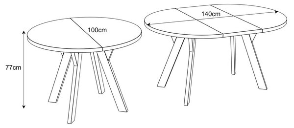 OKRÚHLY ROZKLADACÍ JEDÁLENSKÝ STÔL EWALD BIELY MATNÝ 100/140 cm