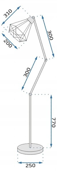 Toolight - Podlahová lampa Reno 1xE27 60W 300216 Diament, čierna, OSW-06963