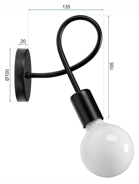 Toolight Kovová nástenná lampa PARADISE čierna 392199