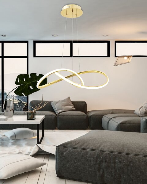 Toolight - LED závesné svietidlo APP394-CP + diaľkové ovládanie, zlatá, OSW-06910