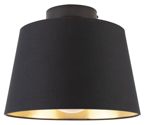 Stropná lampa s bavlneným tienidlom čierna so zlatom 25 cm - čierna Combi