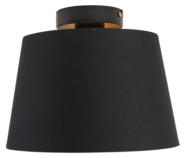 Stropné svietidlo s tienidlom z bavlny čierne so zlatom 25 cm - Combi Black