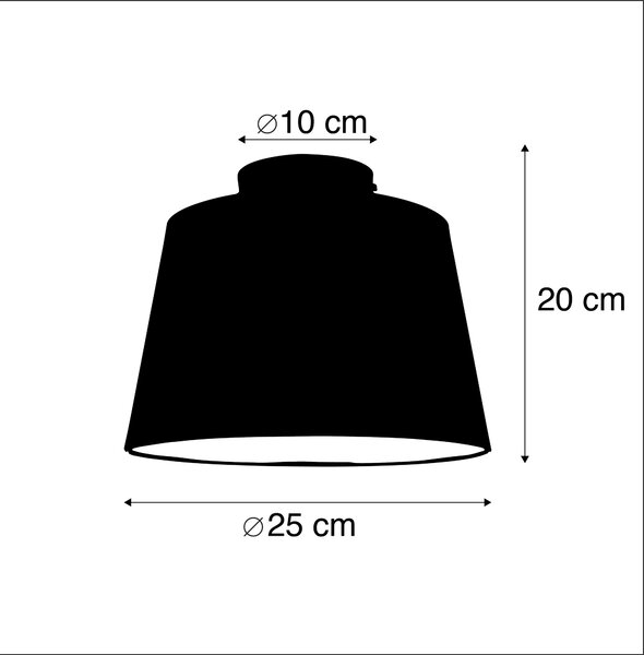 Stropné svietidlo s tienidlom z bavlny čierne so zlatom 25 cm - Combi Black