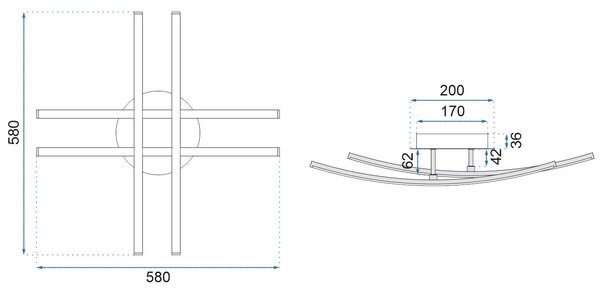 Toolight - Moderné LED stropné svietidlo APP398-C, chrómová, OSW-06914
