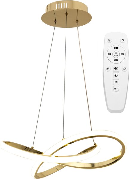 Toolight - Moderné LED kruhové závesné stropné svietidlo + diaľkové ovládanie APP390-CP, zlatá, OSW-06906