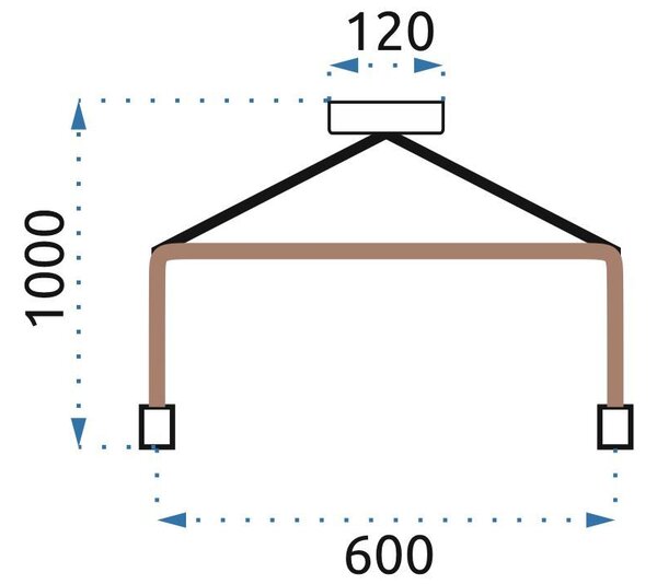 Toolight - Závesné svietidlo 5xE27 (kov-lano) APP210-3CPR, hnedá-čierna, OSW-07863