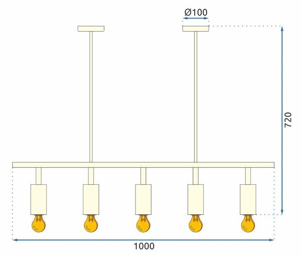 Toolight - Stropná lampa 5xGU10, APP210-3CPR, čierna, OSW-03400
