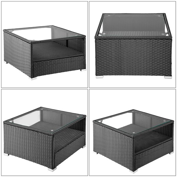 Záhradný ratanový set XXL - čierna/antracit podušky