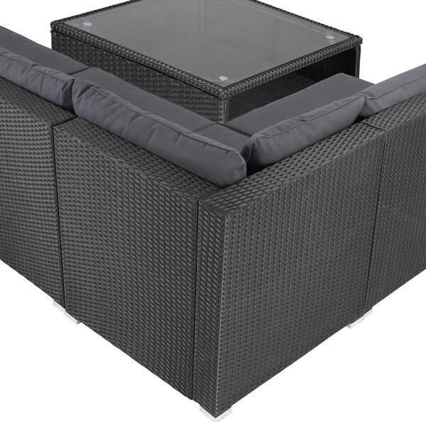 Záhradný ratanový set XXL - čierna/antracit podušky