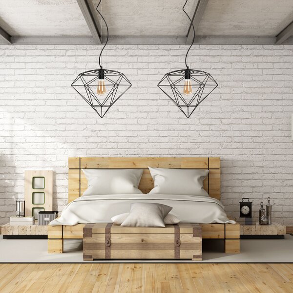 Toolight - Závesná lampa 1xE27 DIAMENT 392197, čierna, OSW-08570