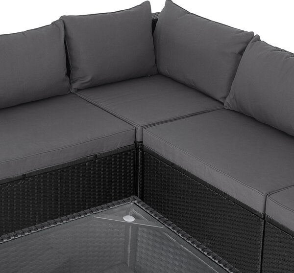 Záhradný ratanový set XXL - čierna/antracit podušky