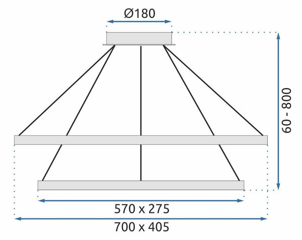 Toolight Toolight, LED krištáľové svietidlo 70x40,5cm, APP771-3CP, strieborná, OSW-05022