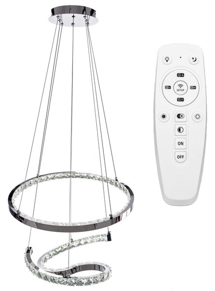 Toolight Toolight, LED závesné krištáľové svietidlo s diaľkovým ovládaním APP773-2CP, chrómová, OSW-05024