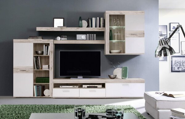 OBÝVACIA STENA biela, farba duba Carryhome - Obývacie steny