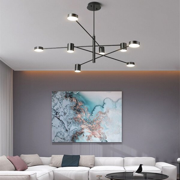 Toolight Toolight, LED stropné svietidlo s 8 ramenami 75x124 cm APP598-8C, čierna, OSW-08566