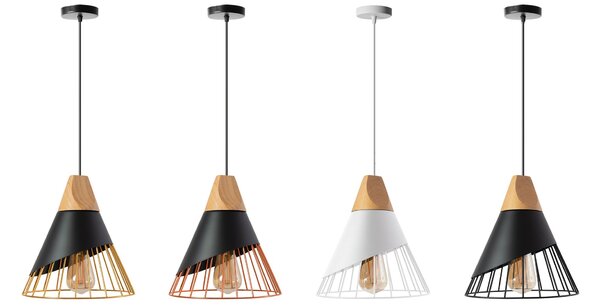 Toolight - Škandidávska závesná stropná lampa 1xE27 APP223-1CP, čierna-hnedá, OSW-00890
