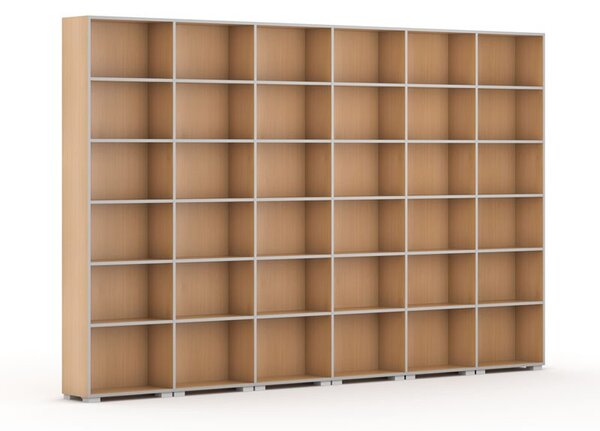 Knižnica SILVER LINE, 6 stĺpcov, 2230 x 3600 x 400 mm, buk