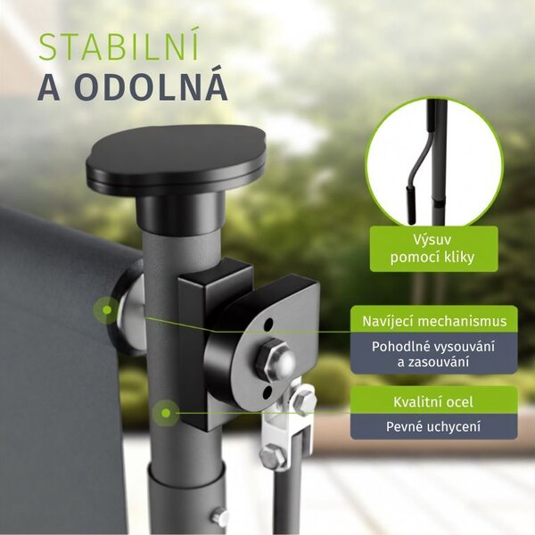 Vertikálna markíza na balkón 150 x 228–316 cm, ochrana UV