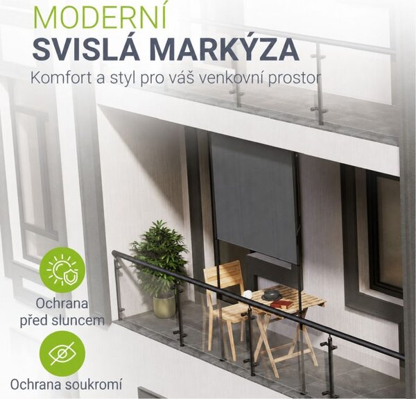 Vertikálna markíza na balkón 150 x 228–316 cm, ochrana UV