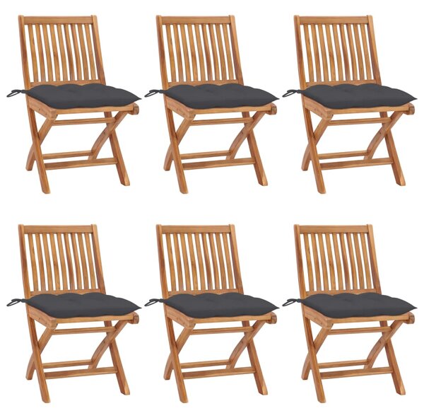 Skladacie záhradné stoličky s podložkami 6 ks tíkový masív