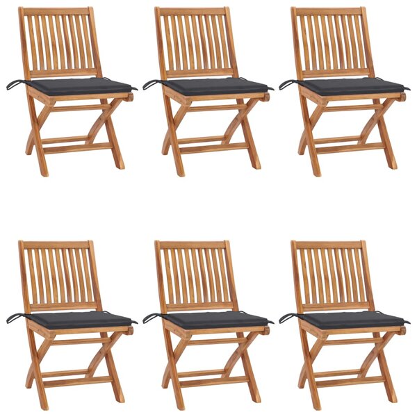 Skladacie záhradné stoličky s podložkami 6 ks tíkový masív