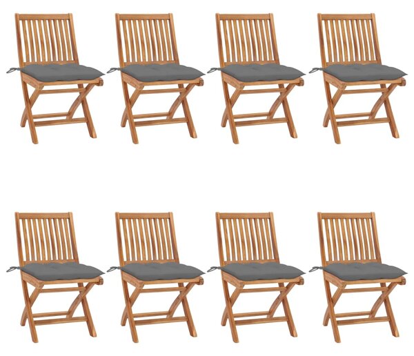 Skladacie záhradné stoličky s podložkami 8 ks tíkový masív