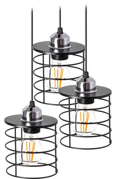 Toolight - Stropná lampa závesná trojitá kovová 3xE27 392204, čierna, OSW-04003
