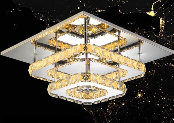 Toolight Krištáľová stropná lampa Plafond LED 24W štvorcová APP410-C