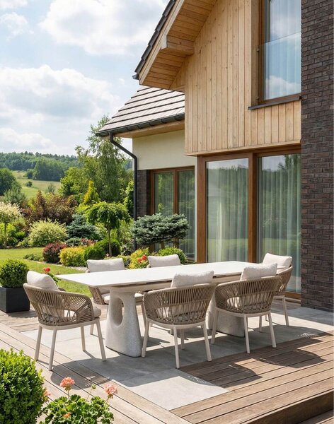 Záhradný set Adora: rozkladací stôl 180-240x100 a 6 stoličiek