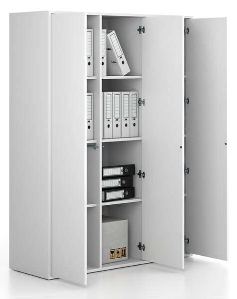 Kancelárska skriňa FRAME, 3x dvere, 1299 x 450 x 1735 mm, PUSH-lock, biela