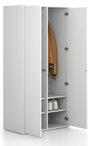 Šatníková skriňa FRAME, 2 oddiely, 872 x 450 x 1735 mm, PUSH-lock, biela