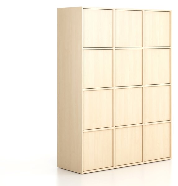 Kancelárska skriňa FRAME, 12x dvere, 1299 x 450 x 1735 mm, PUSH-lock, breza
