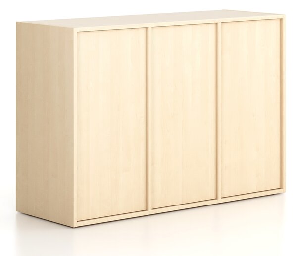 Kancelárska skriňa FRAME, nízka, 3 dvere, 1299 x 450 x 881 mm, PUSH-lock, breza