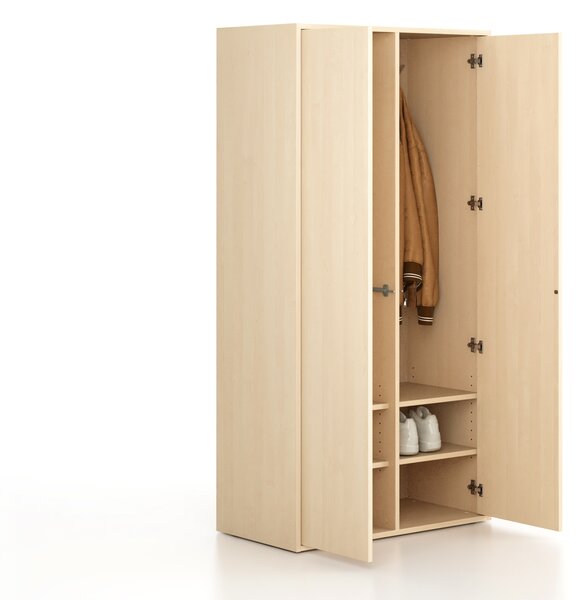 Šatníková skriňa FRAME, 2 oddiely, 872 x 450 x 1735 mm, PUSH-lock, breza